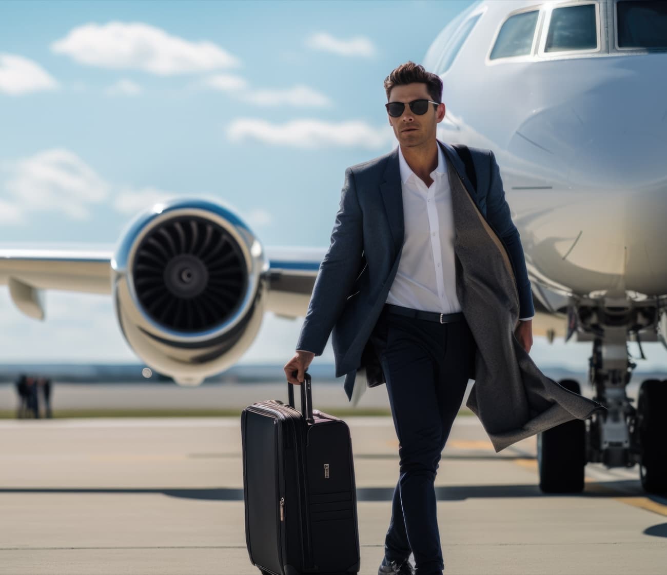 Traveler boarding a private jet to skip crowded airports
