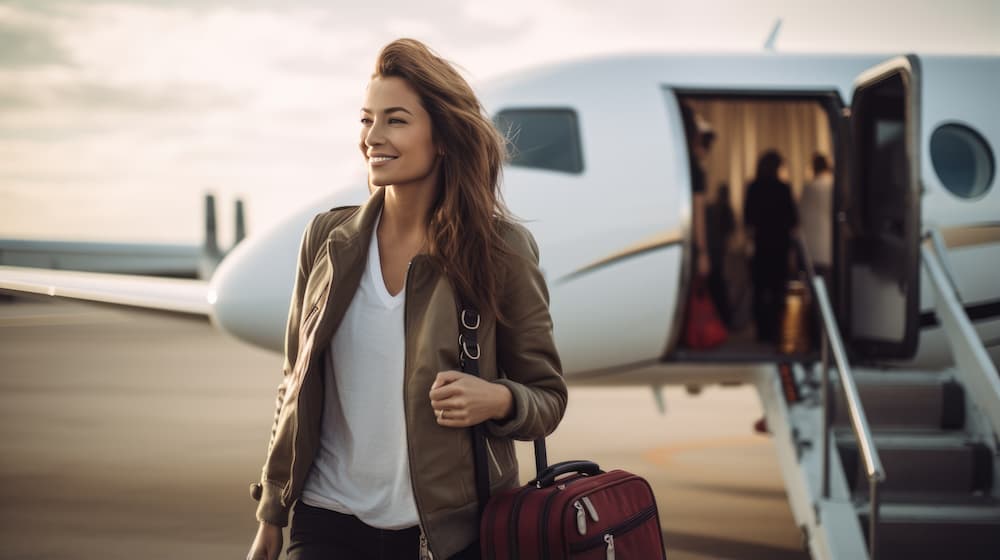 Private jet cabin prepared for charter travel